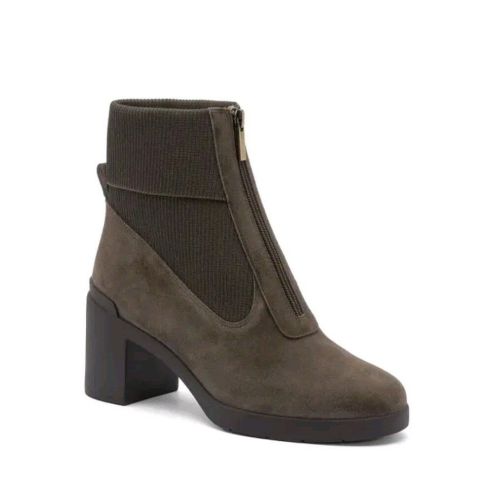 Abeo Metropolis Zip Suede Leather Metatarsal 10 Olive Green Brown Ankle Boot
